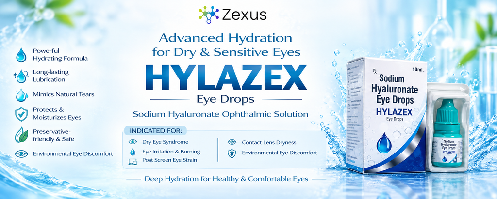ZEXUS PHARMACEUTICALS - Top 10 Sodium Hyaluronate Eye Drops in India (HYLAZEX)